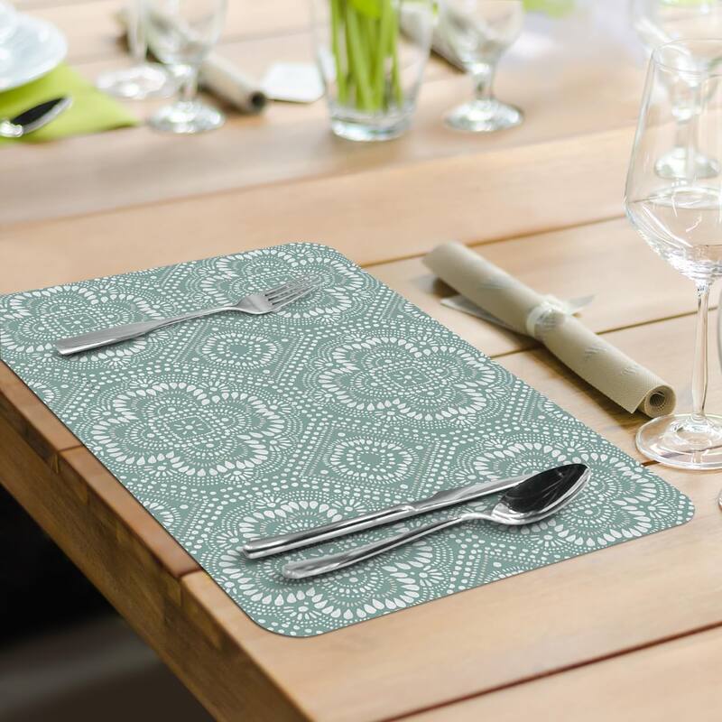 Floral Study 4 Pack Reversible Easy Care Flexible Plastic Placemats Made in The USA BPA Free Easily Wipes Clean