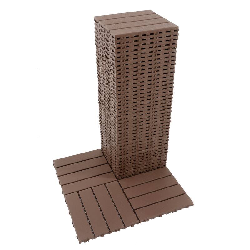 44 Pack Plastic Interlocking Square 11.8"x11.8" Patio Deck Tiles