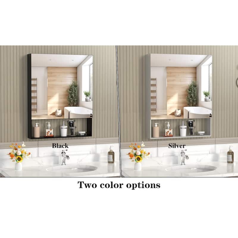 24" x 30" Medicine Cabinet with Mirror for Bathroom, Wall Mounted Bathroom Mirror with Storage, Adjustable Shelves - 24