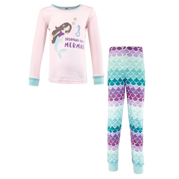 slide 1 of 1, Hudson Baby Girl Cotton Pajama Set, Mermaid 12-18 Months - Mermaid