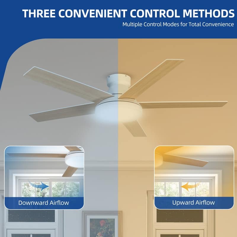 Moasis 52" Flush Mount 5 Blades Ceiling Fans with Light and Remote Control