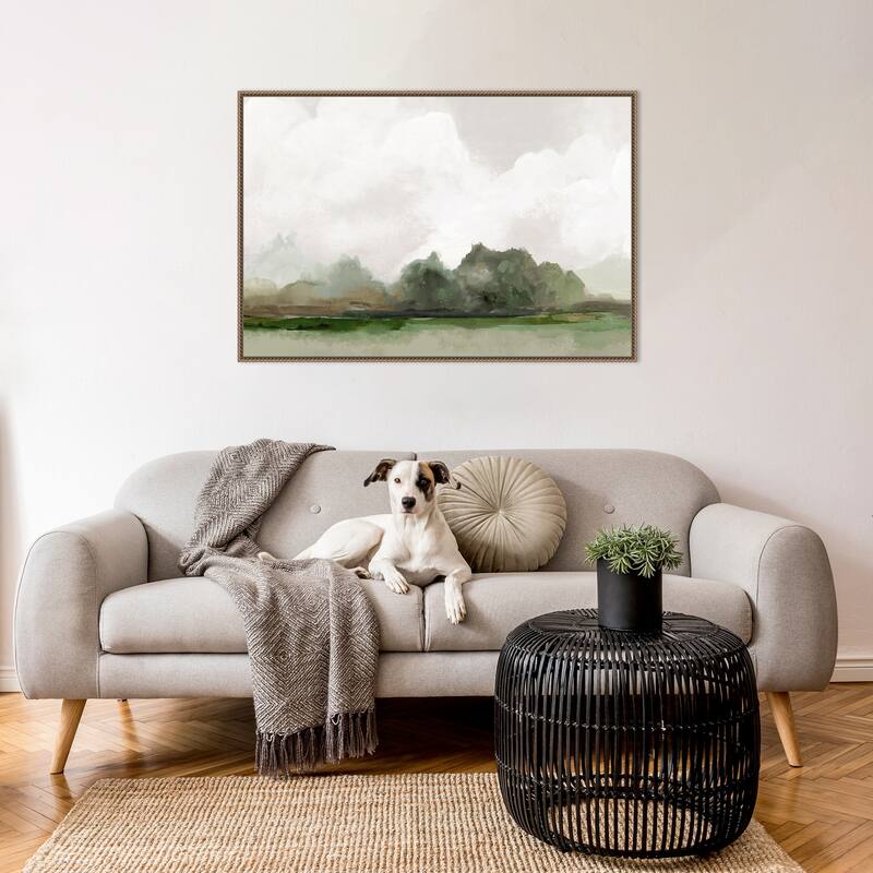 Green Fields Under Soft Clouds by PI Studio Framed Canvas Wall Art Print