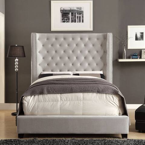 Furniture of America Arun Contemporary Fabric Low Profile Panel Bed
