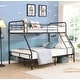 preview thumbnail 1 of 5, Full Over Twin Metal Bunk Bed with Sturdy Guardrails, Supported by Iron Frames Black