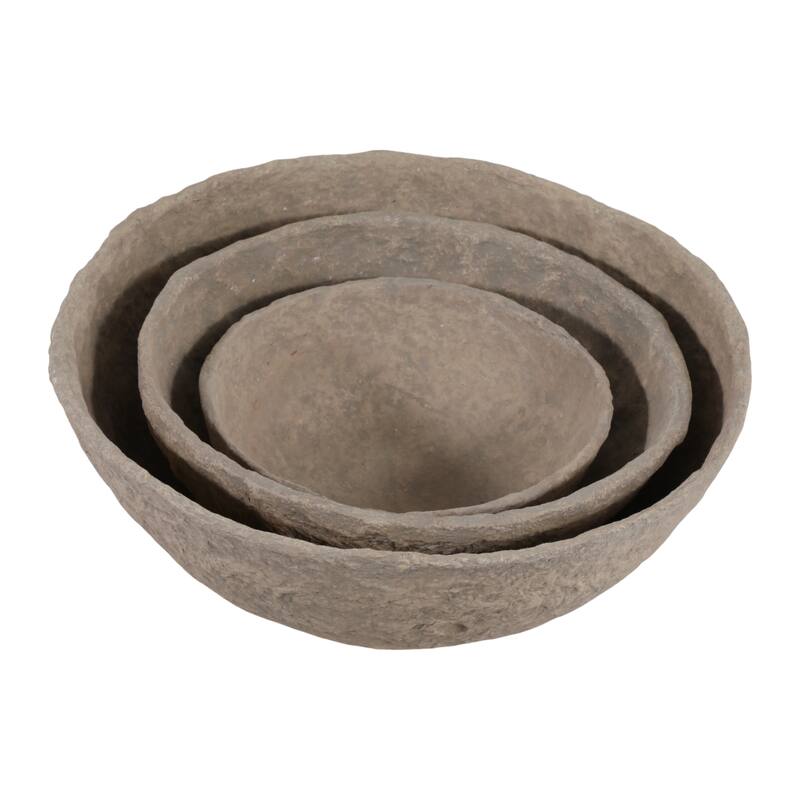Pottery Paper Mache Bowls Handcrafted Unique Texture (Set of 3)