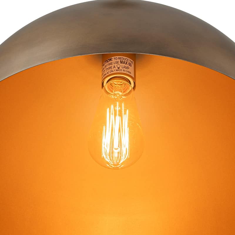 1-Light Antique Brass Industrial Dome Pendant
