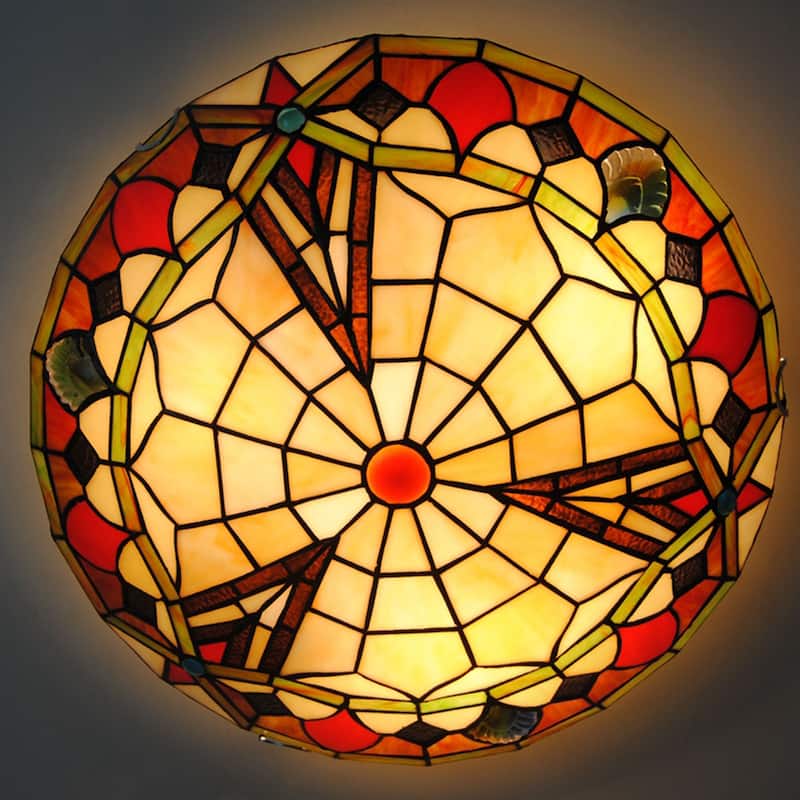 Stained Glass Flush Mount Tiffany Ceiling Light Entryway Lighting