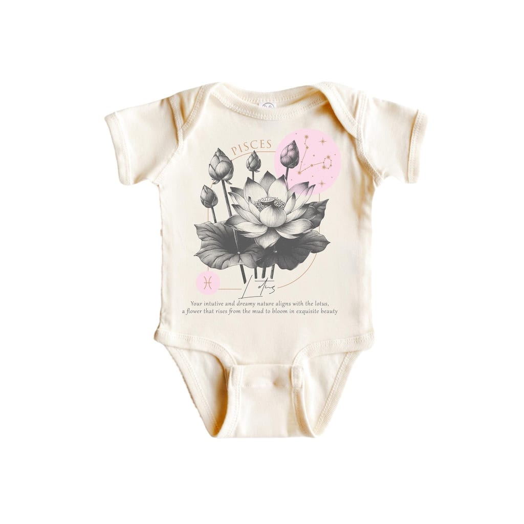 Pisces Floral Celestial - Baby Boy Girl Clothes Infant Bodysuit Funny Cute Newborn