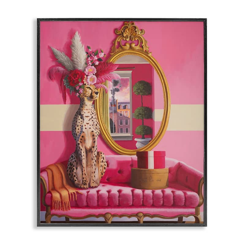Stupell Sophisticated Leopard on Couch Framed Giclee Art Design By Heather Gauthier - 11 x 14 - Black