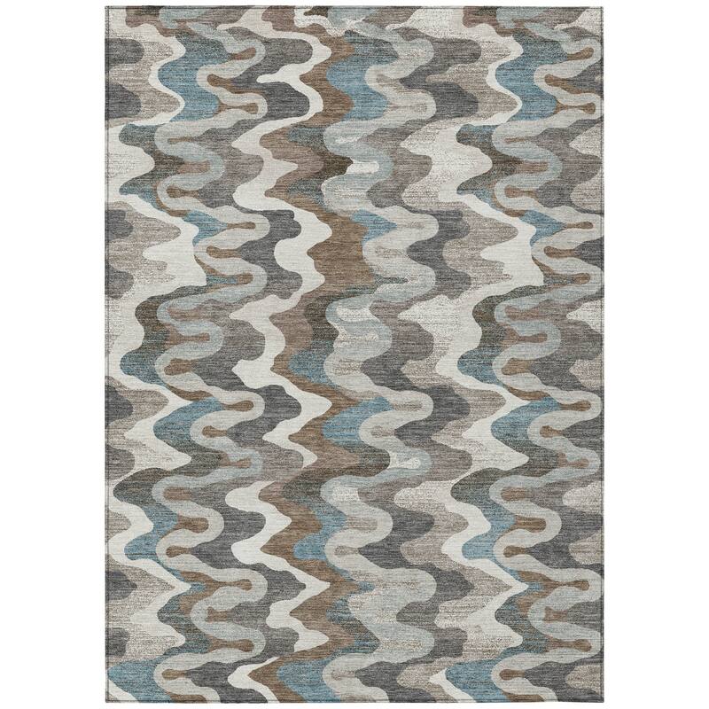 Machine Washable Indoor/ Outdoor Modern Mason Chantille Rug
