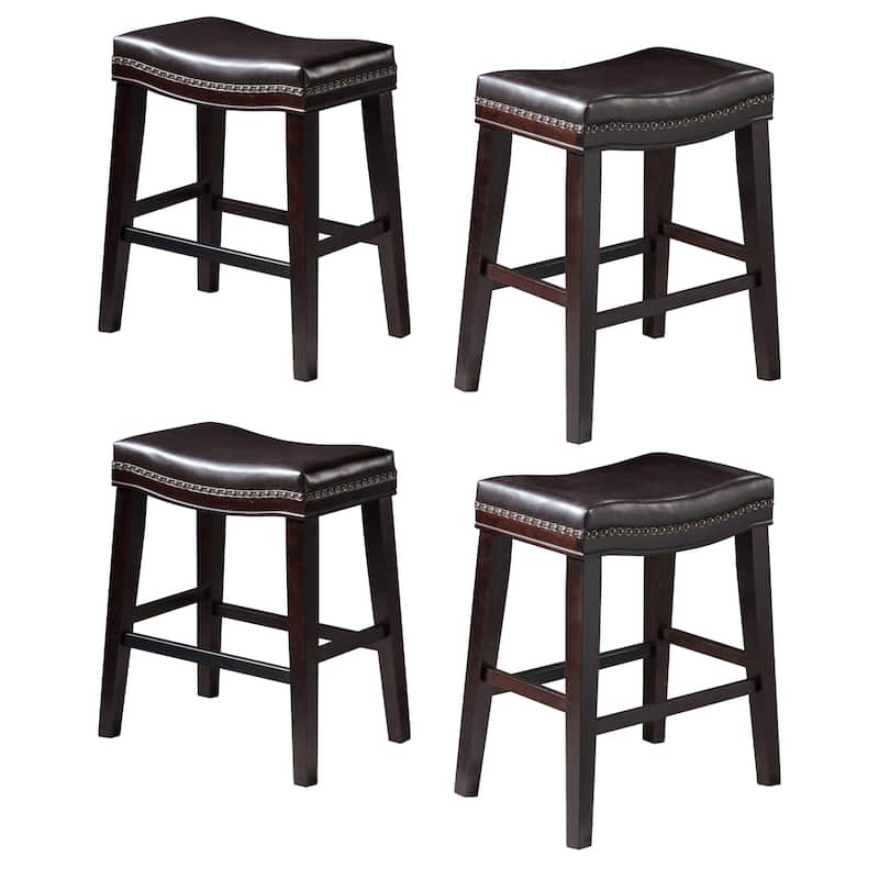 Ostweer Furniture 26" Contemporary Upholstered Saddle Counter Stool Set of 4
