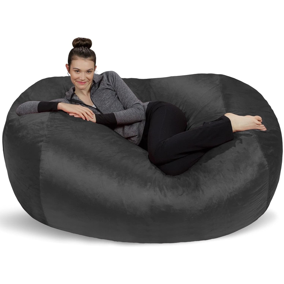 Bean Bag Chair Cover Giant Bean Bag Chairs for Adults 7ft Big Bean Bag Cover Comfy Large Bean Bag Bed (No Filler,Cover Only) Fluffy Lazy Sofa Dark
