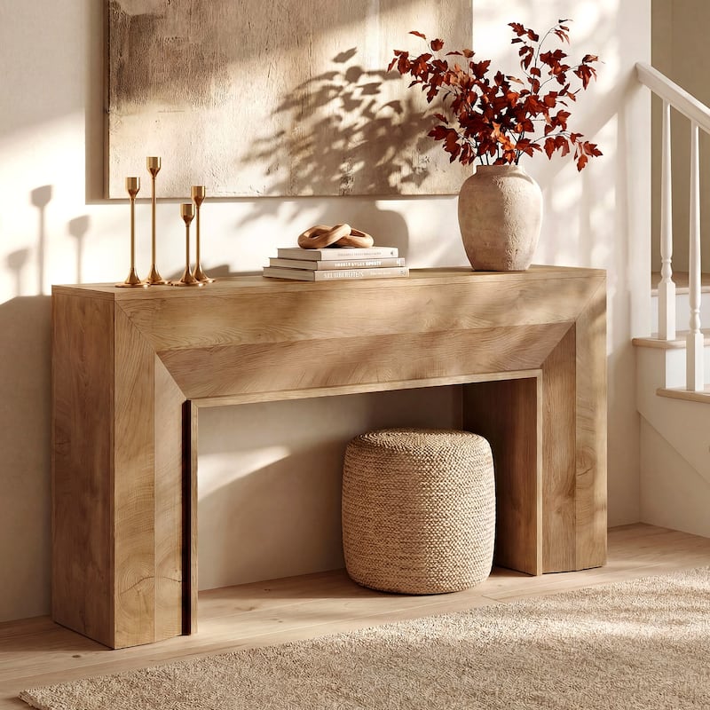 63" Long Wooden Console Table, Narrow Sofa Tables Behind Couch - 11.81" D x 62.99" W x 33.46" H