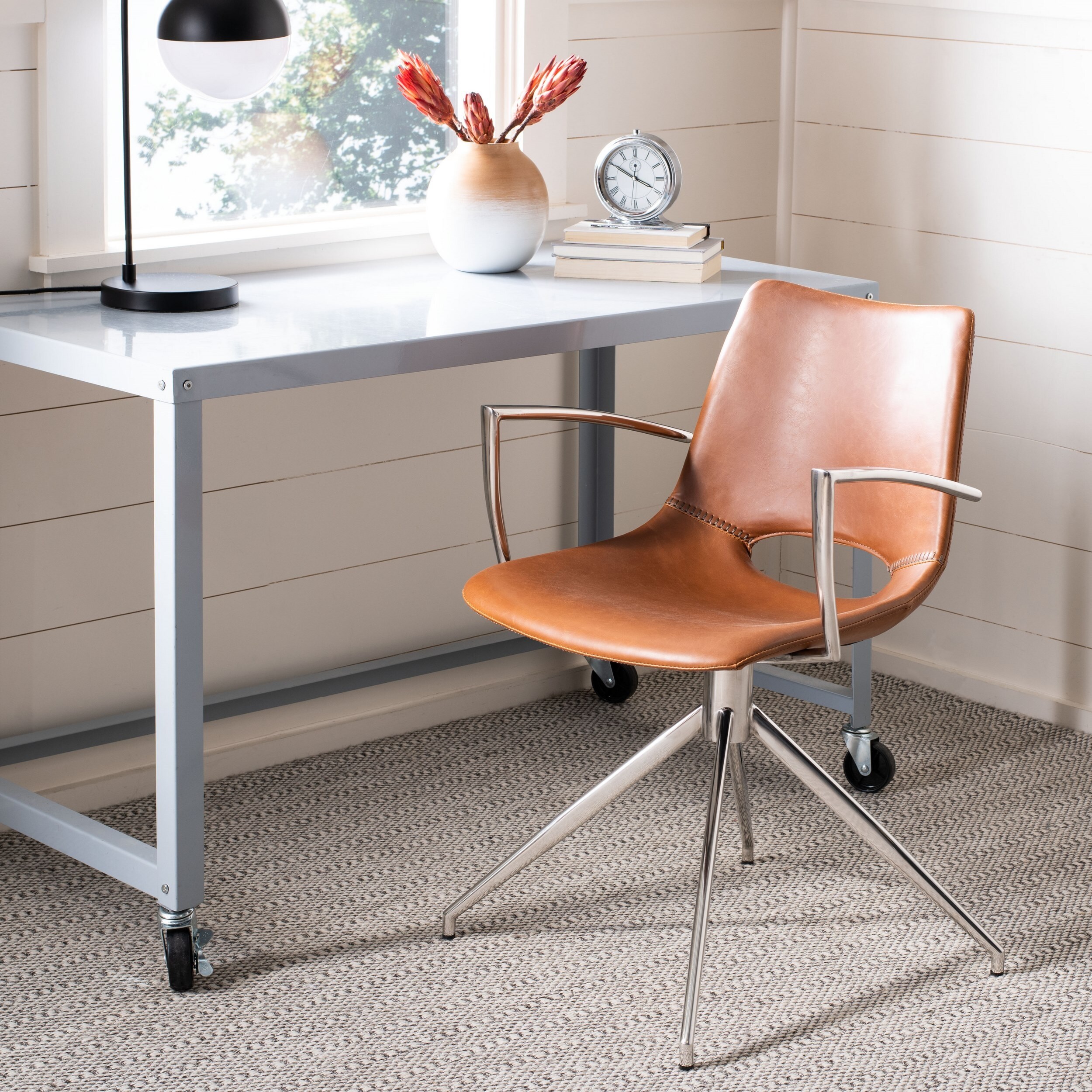 Shop Safavieh Dawn Mid Century Modern Leather Swivel Dining Arm