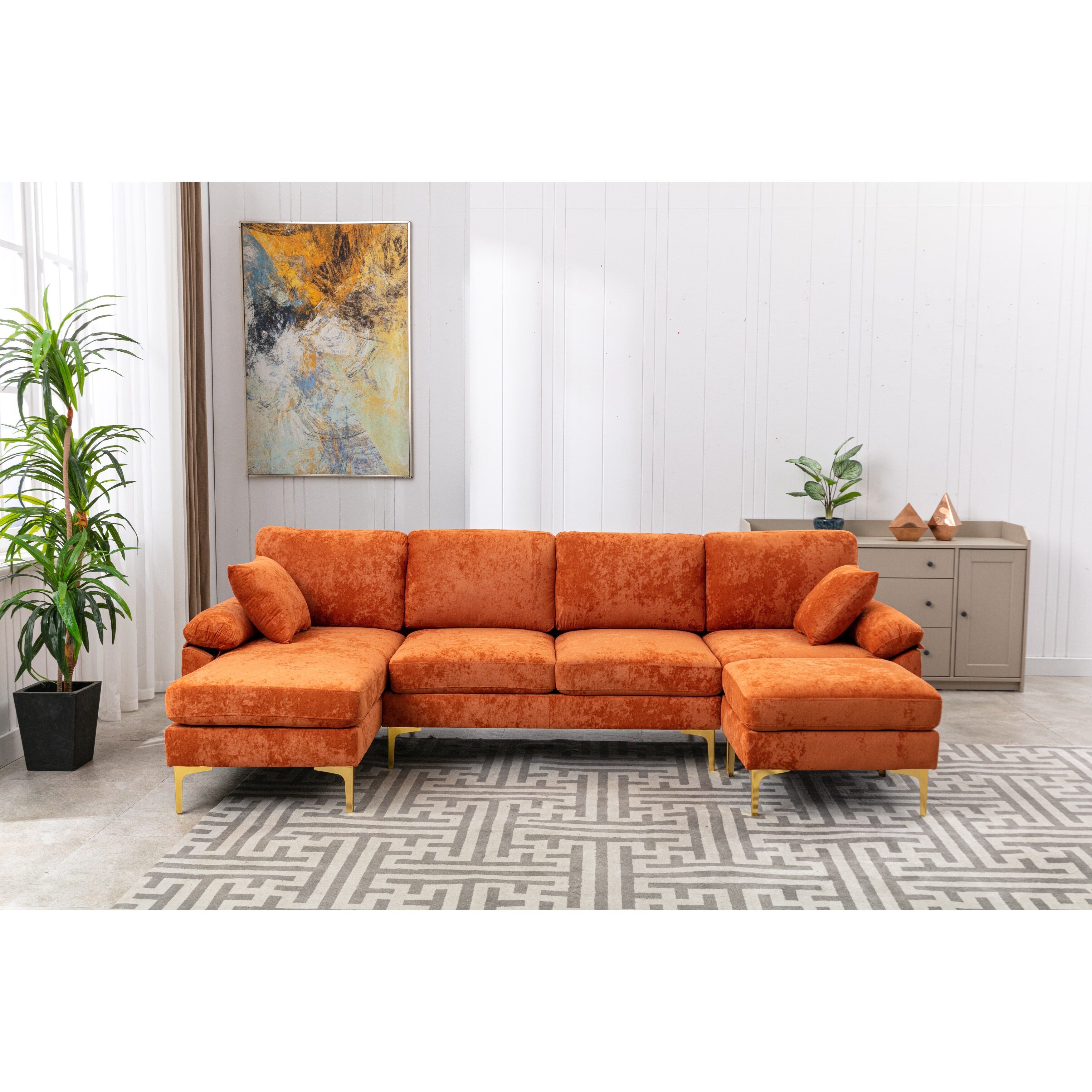 Modular Sectional Sofa Orange Sleeper Couch with Chaise Ottomans Bed Bath Beyond 39476095