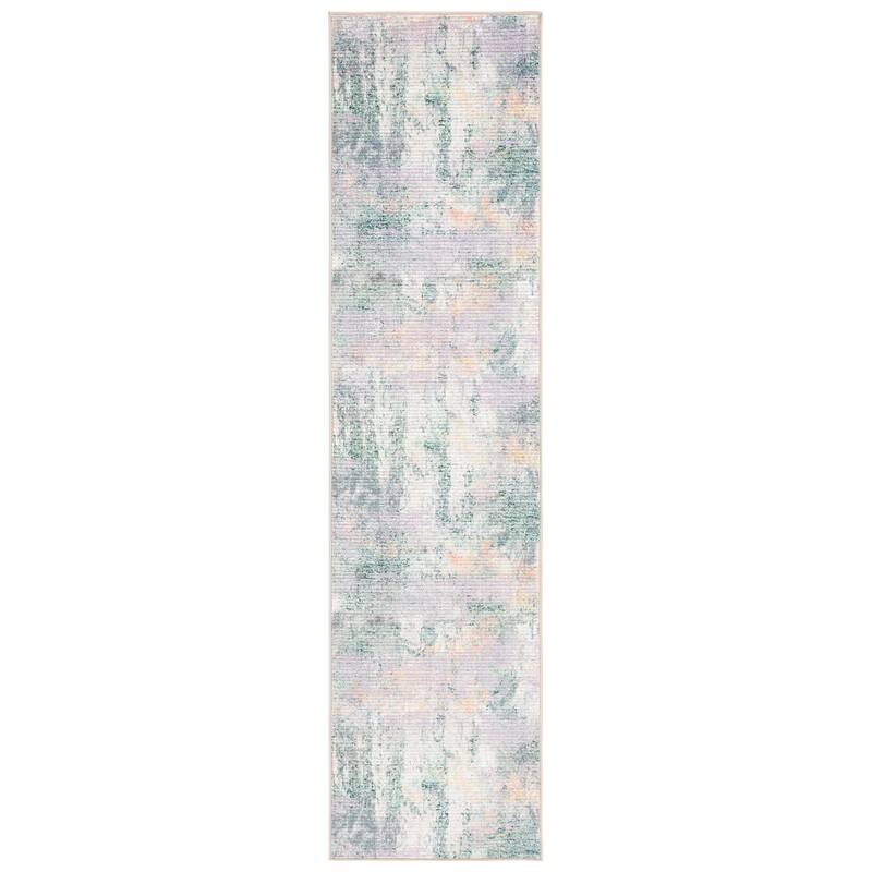 SAFAVIEH Sequoia Machine Washable Slip Resistant Cordella Rug - 2'2" x 9' Runner - Green/Purple