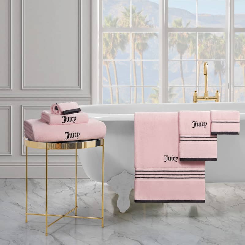 Juicy Couture Neon Border Bath Towels 6-Piece 2 Bath towels 2 Hand towels 2 Washcloths - 28"x54"/16"x26"/12"x12"