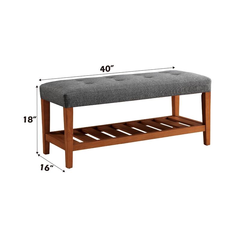 Charla Light Gray Fabric & Oak Finish Bench