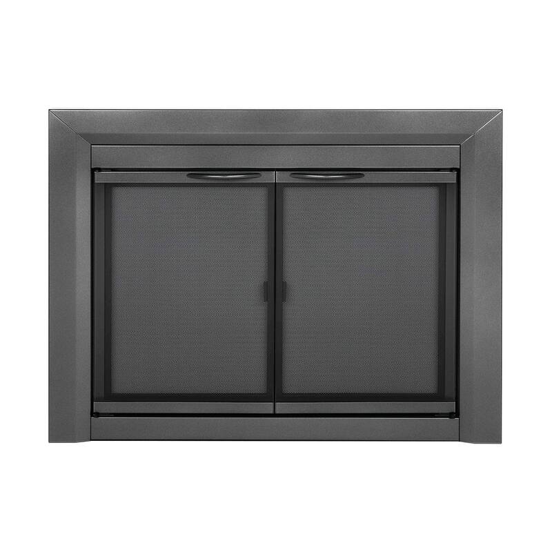 Pleasant Hearth Carlisle Fireplace Glass Door Small Black - Large - Silver