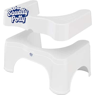 Squatty Potty The Original Bathroom Toilet Stool - Adjustable 2.0, Convertible to 7 Inch or 9 Inch with Removable Topper - White