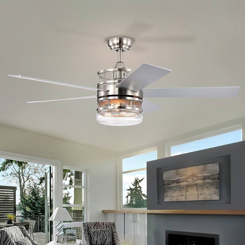 52 in. Smart Indoor Ceiling Fan with Remote Control and Glass Shade(Bulb Not Included)