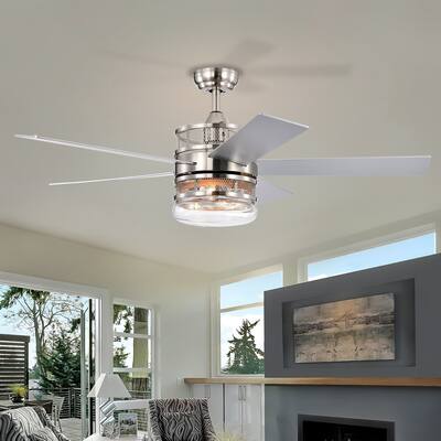 52 in. Smart Indoor Ceiling Fan with Remote Control and Glass Shade(Bulb Not Included)