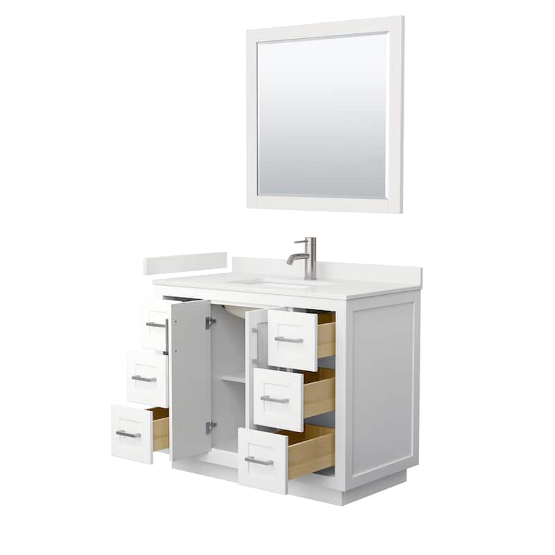 Miranda 42-inch Single Vanity, Quartz Top, 34-inch Mirror