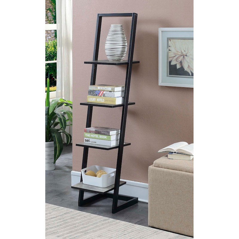 Convenience Concepts Designs2Go 4 Tier Ladder Bookshelf - Faux Birch/Black