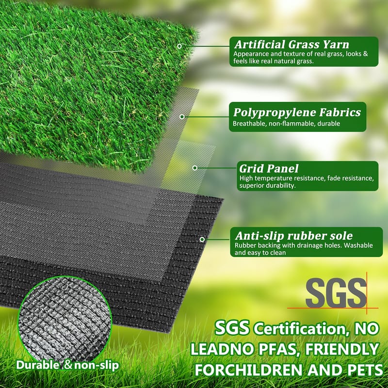 Outdoor Artificial Grass Runner Rug, Thick Grass Roll Decor Patio Balcony Garden Lawn, Dog Pets Turf Drain Mat
