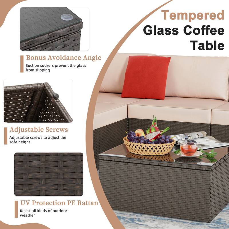 Futzca 6 Piece Patio Furniture Conversation Set with Pillow