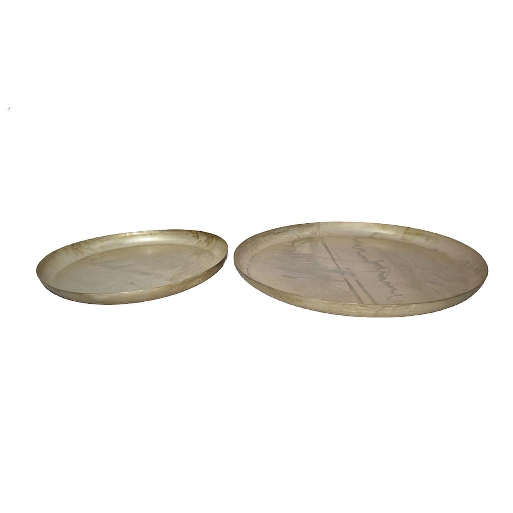 Set of 2 Silver Gold Crackle Finish Trays