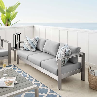 Shore Sunbrella® Fabric Aluminum Outdoor Patio Sofa