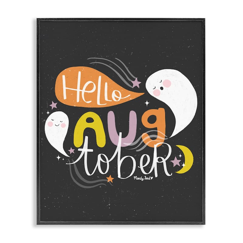 Stupell Hello Augtober with Ghosts Framed Giclee Art Design By Mandy Ford Art + Illustration - 24 x 30 - Black