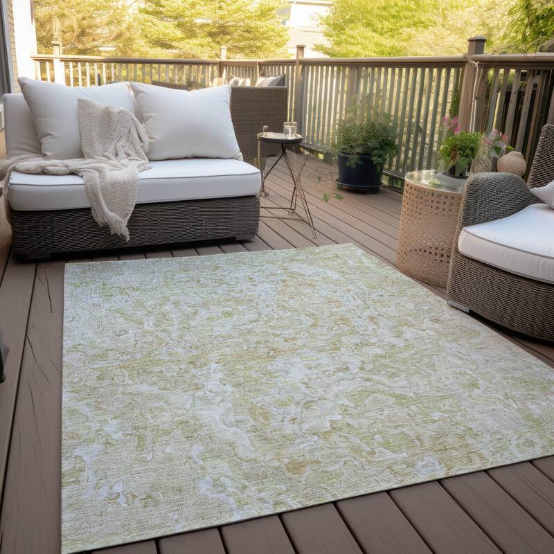 Machine Washable Indoor/ Outdoor Chantille Abstract Modern Rug - Beige - 10' x 14'