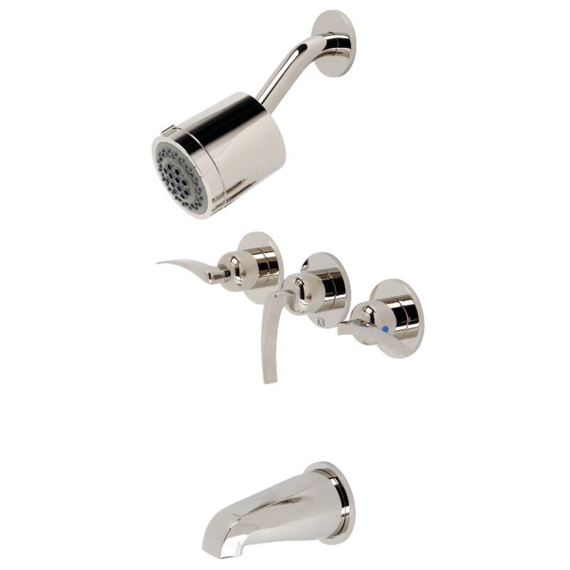 Kingston Brass Centurion Three-Handle Tub and Shower Faucet - Polished Nickel