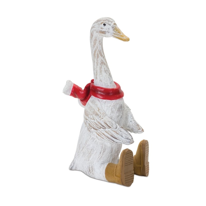 Set of 2 Sitting Goose with Boots Christmas Tabletop Figurines 10"