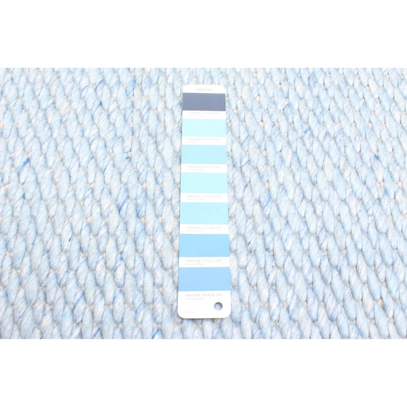 ECARPETGALLERY Braid weave Sienna Sky Blue Wool Rug - 5'0 x 8'0