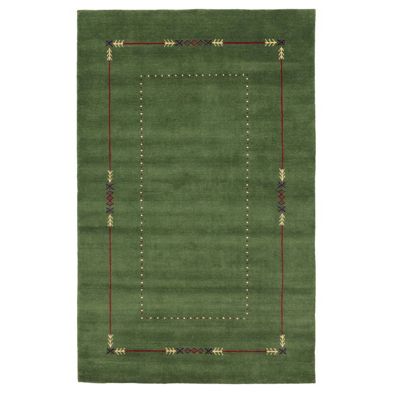 ECARPETGALLERY Hand Loomed Kashkuli Gabbeh Green Wool Rug - 4'11 x 7'9