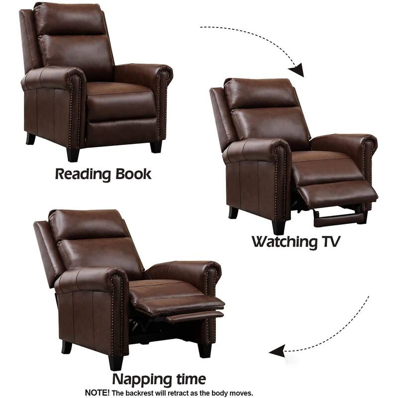 Genuine Leather Adjustable Single Sofa with Comfortable Arms and Back for Living Room