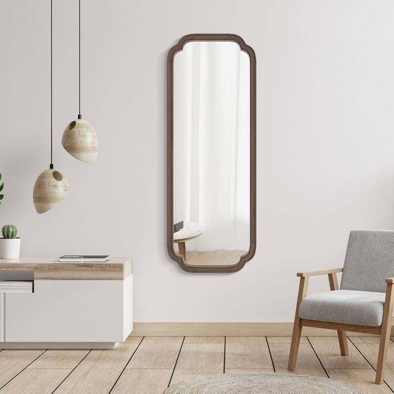 Farmhouse Full-length Mirror with Walnut Frame - 16"x43" - Walnut