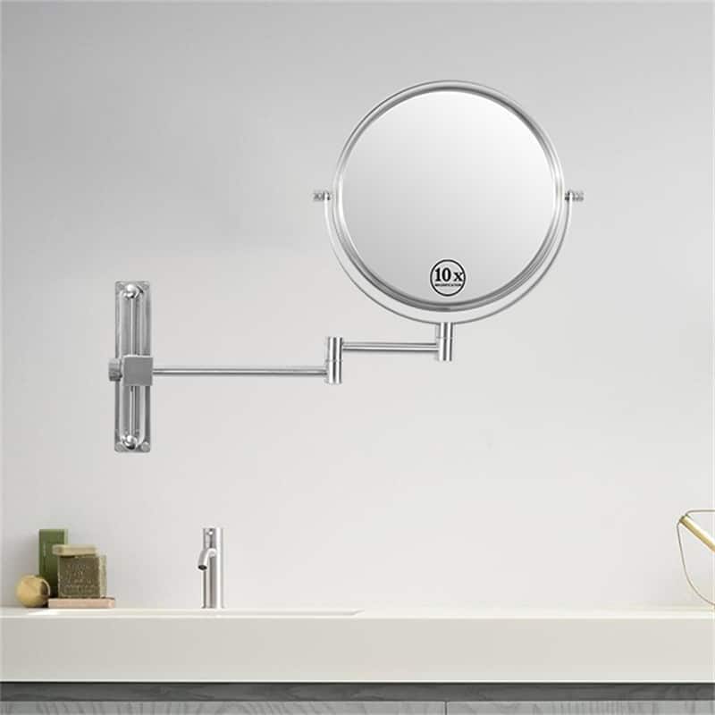 Height Adjustable 8 Inch 1x/10x Magnifying Double Sided Vanity Mirror