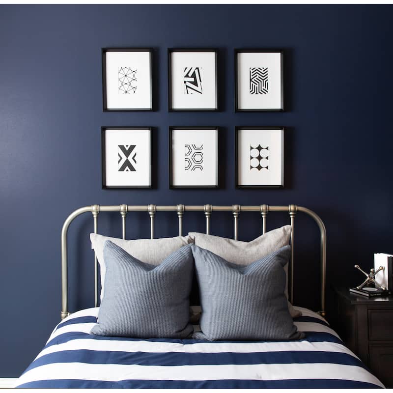 Kate and Laurel Calter 6 Piece Framed Black and White Print Art Set