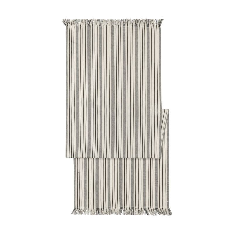 French Home 18" x 57" Black and Cream Multi-Striped Table Runner - 18" x 57"