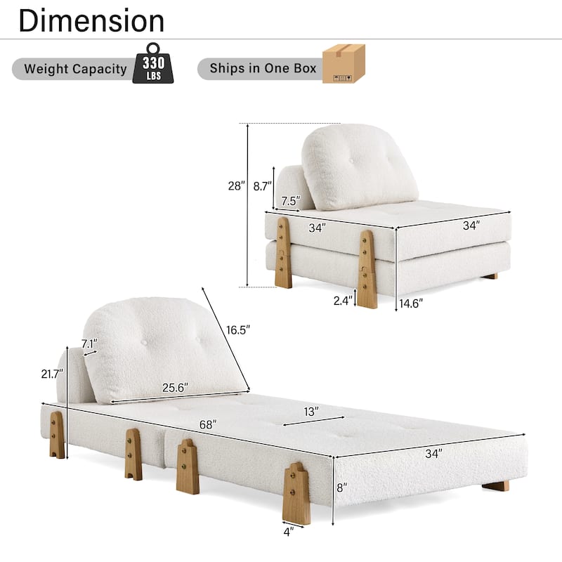 Christopher Knight Home - Lunessa Modern Upholstered Folding Ottoman with Backrest and Convertible Sleeper Design