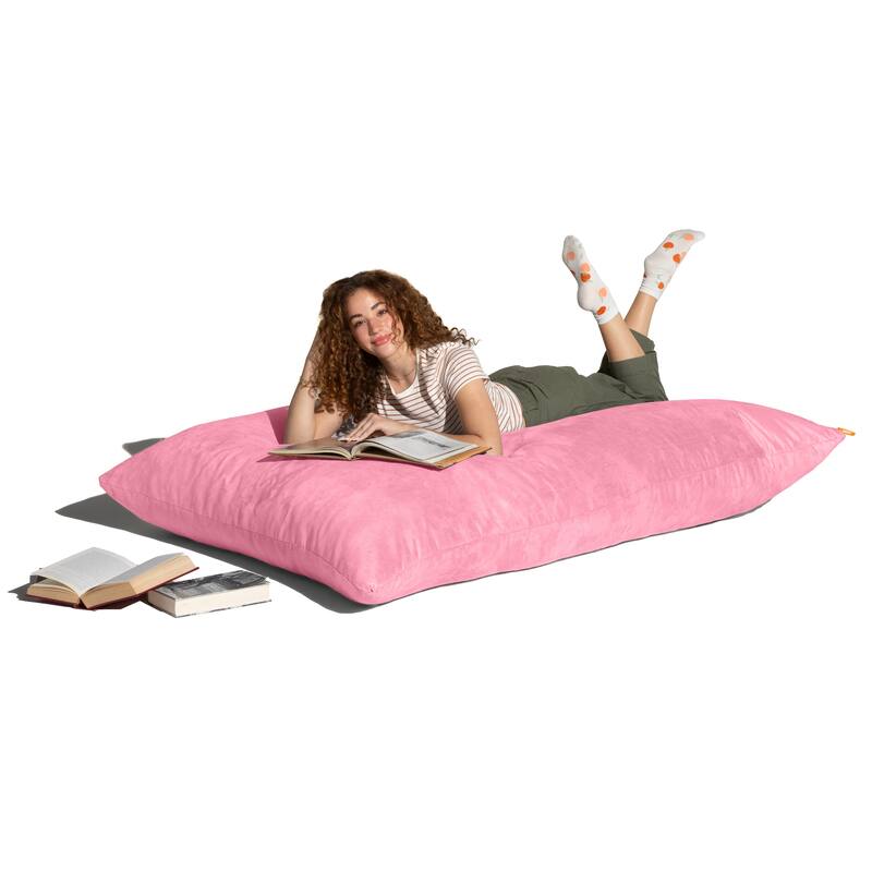 Jaxx 5.5' Huge Bean Bag Floor Pillow and Lounger for Adults - Microsuede - Pink