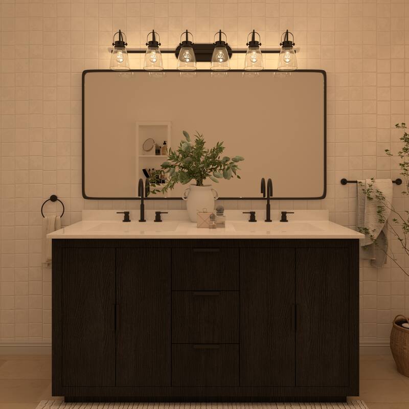 Acroma 6-light Modern Industrial Nickel Bathroom Vanity Lights