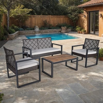 4-Piece Patio Furniture Set,Outdoor Porch Garden Backyard Furniture