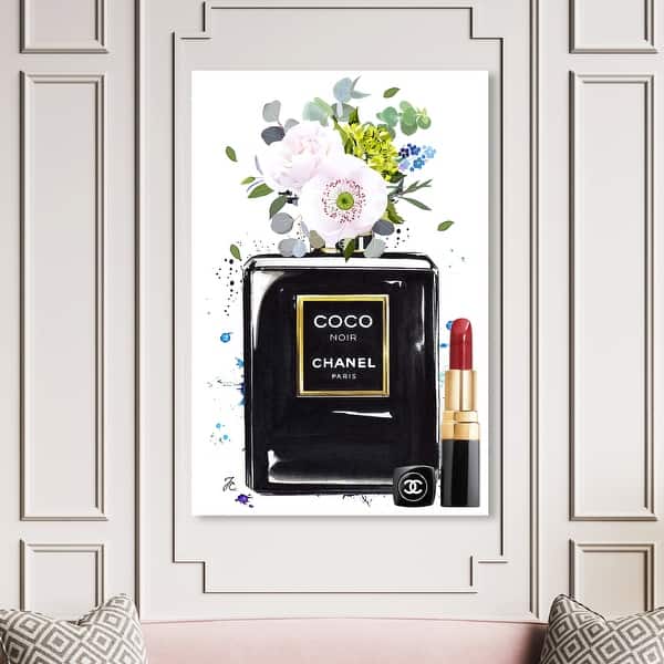 Black Chanel Perfume Wall Art | Luxury Art Canvas