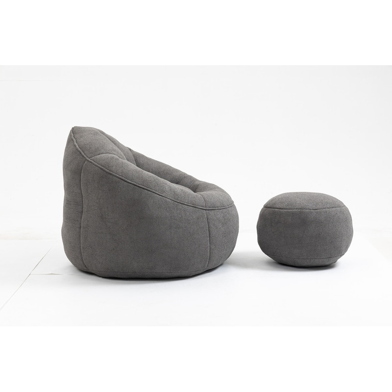Bean Bag Chair w/Foot Stool in Multiple Colors, Giant Foam-Filled Furniture-Maximum Comfort Bean Bag