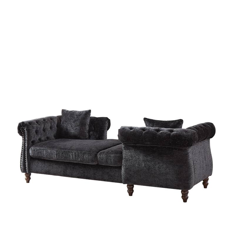 81" Button Tufted Sleeper Sofa Bed with Nailhead and Pillows